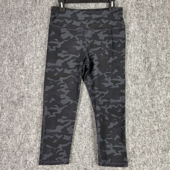 Danskin Leggings Womens Large Gray Camo High Rise Ankle Crop Workout‎ Gym Yoga - Picture 1 of 8